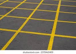 diagonal yellow lines on road