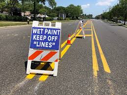road signs line marking