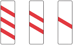 red and white markings on road