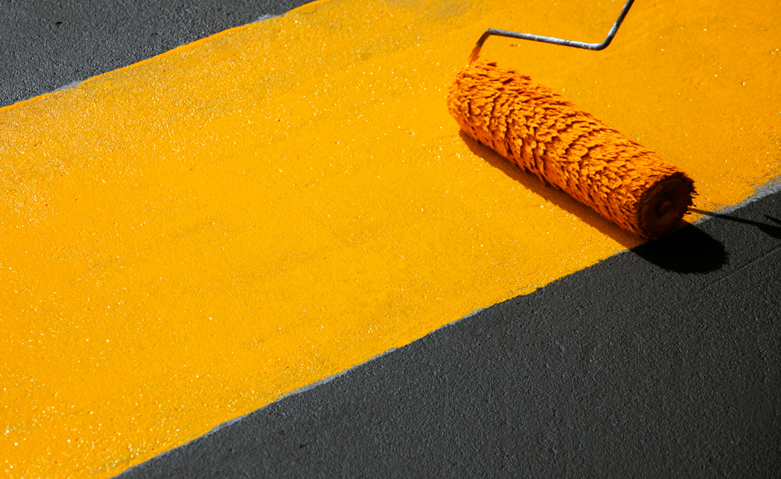 yellow line marking paint