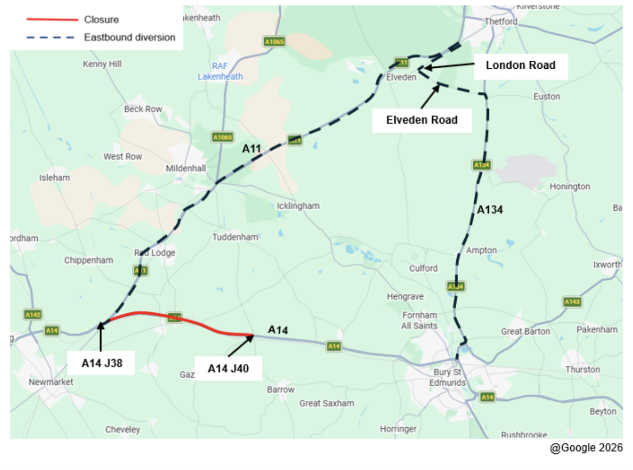 a142 road closure today